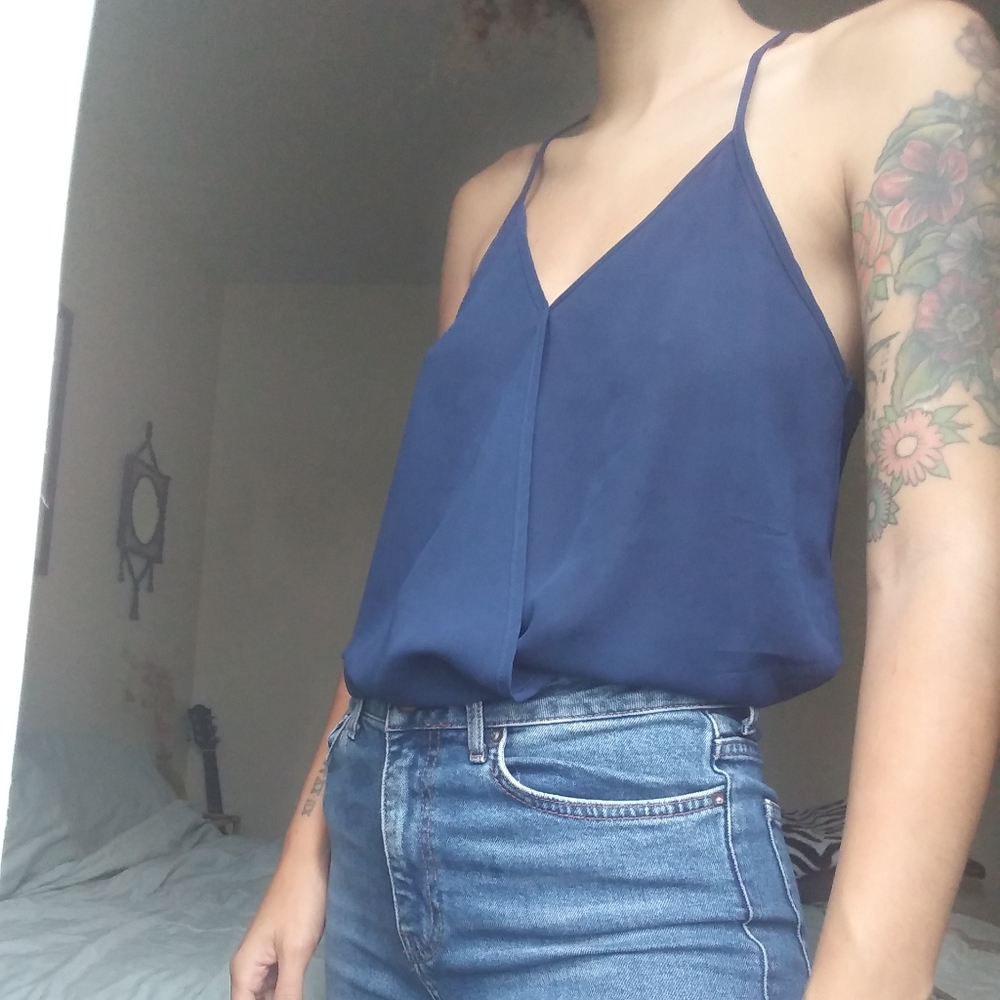 Navy blue low cut tank